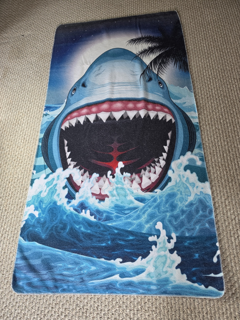 Kids Blue Shark Swim Towel - Youth Beach Towel